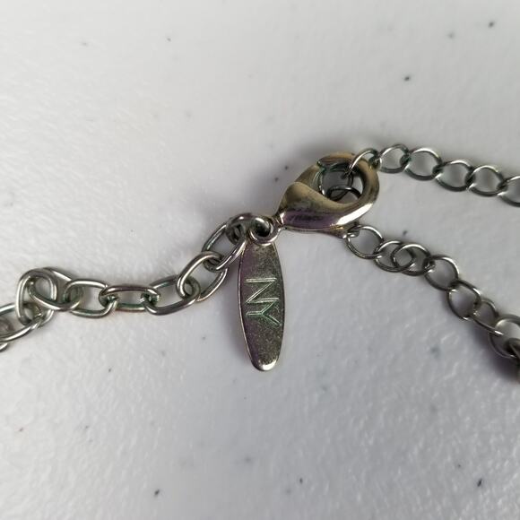 NY Peach Pink  Clear Beads Baubles Facets Silver Tone Chain Necklace Nice! - Picture 5 of 5